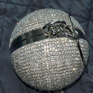 Rhinestone Clutch Silver Bag.